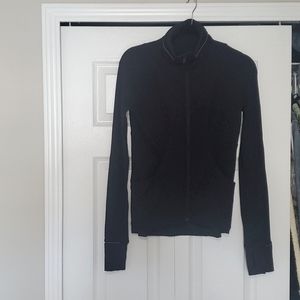 Lululemon, black, size small, exercise jacket, thumb holes, zippered pockets